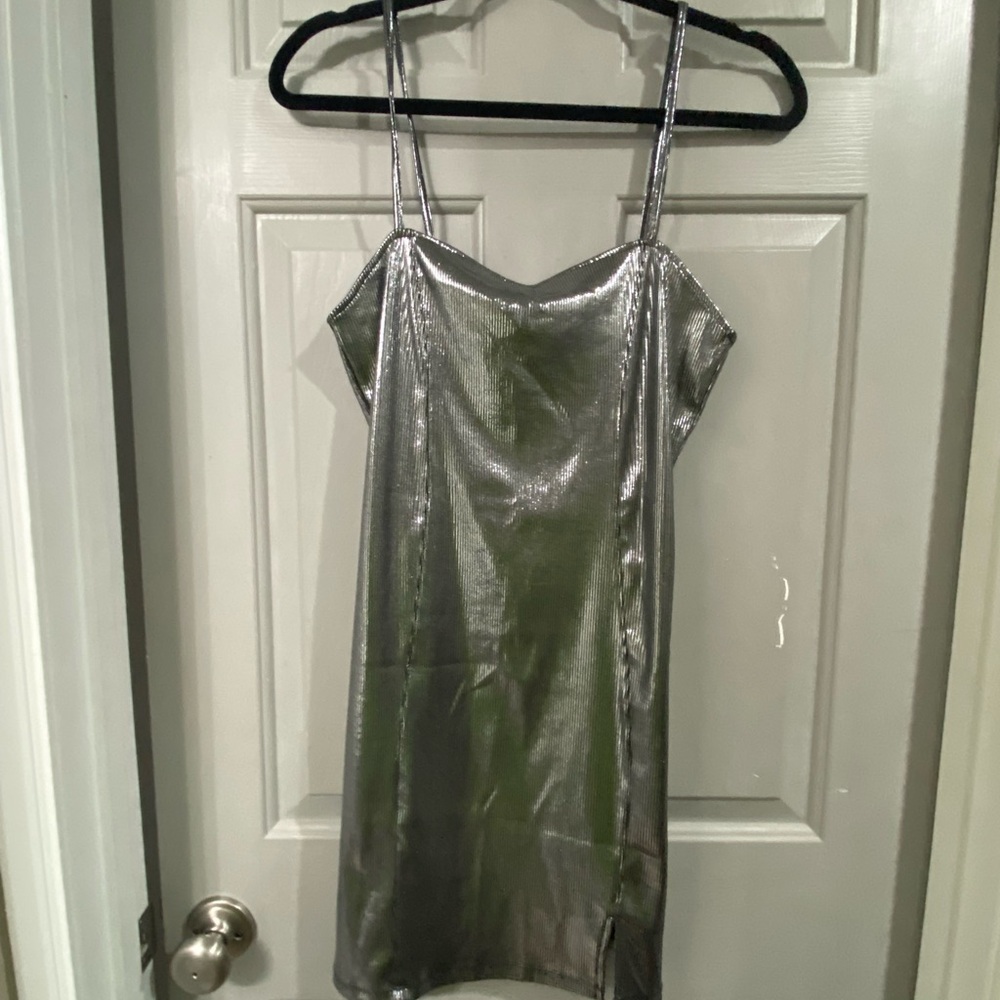 Divided Silver Mini Dress